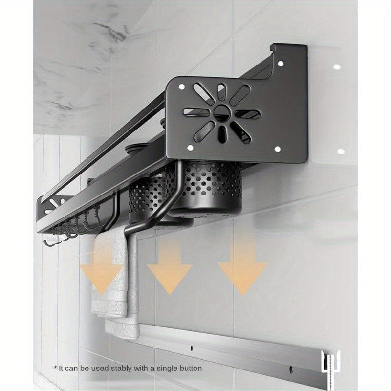Prateleira de Metal para Cozinha – Organizador Moderno e Sofisticado com Porta-Temperos, Suporte para Facas e Ganchos para Utensílios