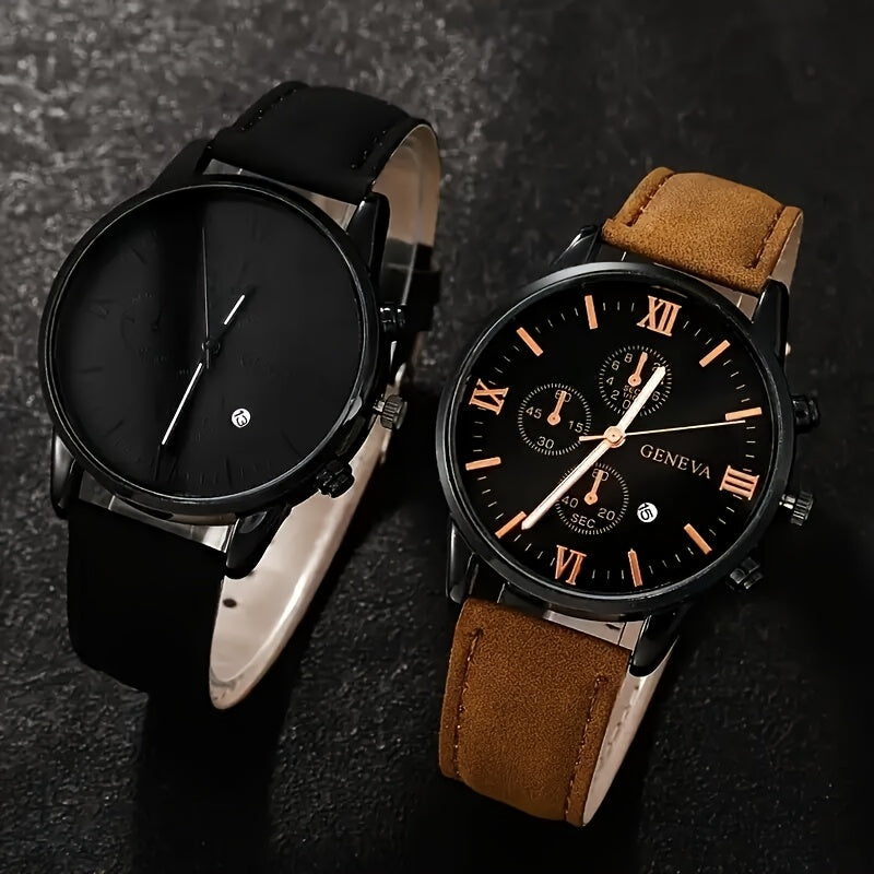 Conjunto de 4 relógios masculinos elegantes de quartzo