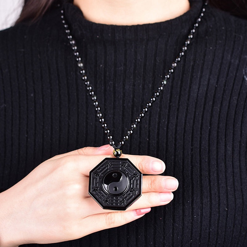Amuleto de Obsidiana - Conecte-se com a Energia do Universo, Proteção Espiritual, Equilíbrio Interior e com Energia do I-Ching.