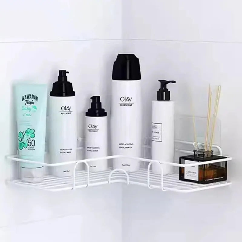 Prateleira Triangular para Banheiro – Instalação Sem Perfuração, Elegância e Praticidade