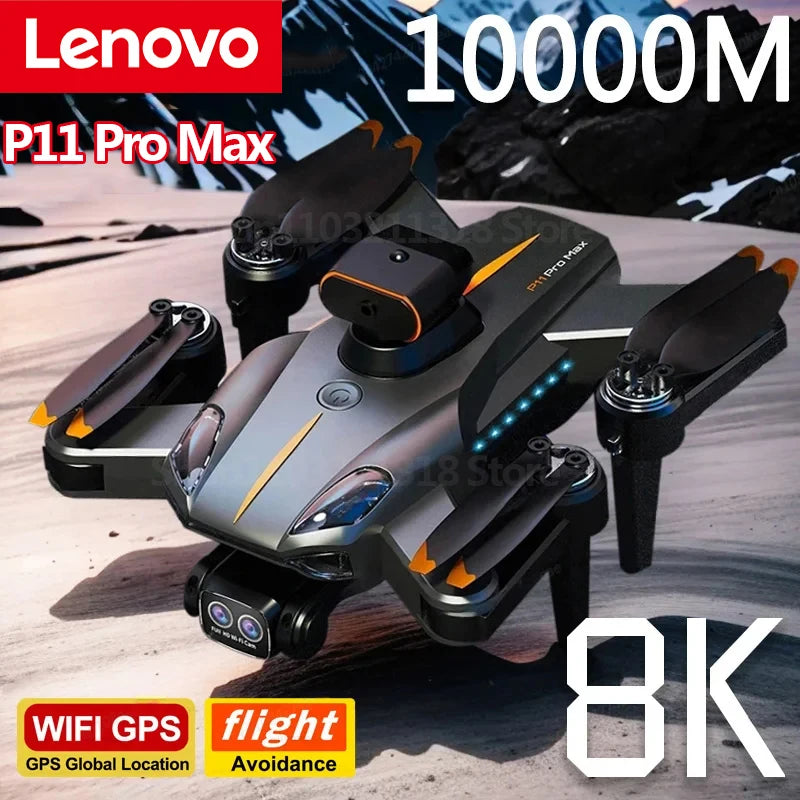 Drone Lenovo P11 Pro Max  5G GPS 8K Professional HD Fotografia Aérea Dual Camera Obstacle Avoidanc Brushless Quadrotor 10000M