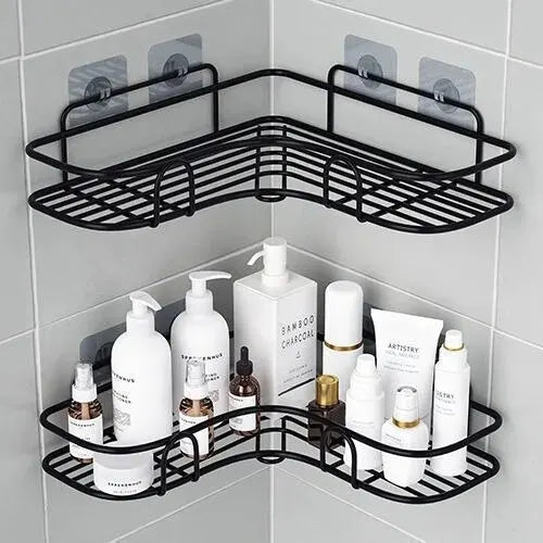 Prateleira Triangular para Banheiro – Instalação Sem Perfuração, Elegância e Praticidade