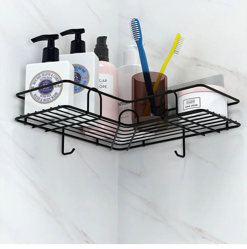 Prateleira Triangular para Banheiro – Instalação Sem Perfuração, Elegância e Praticidade