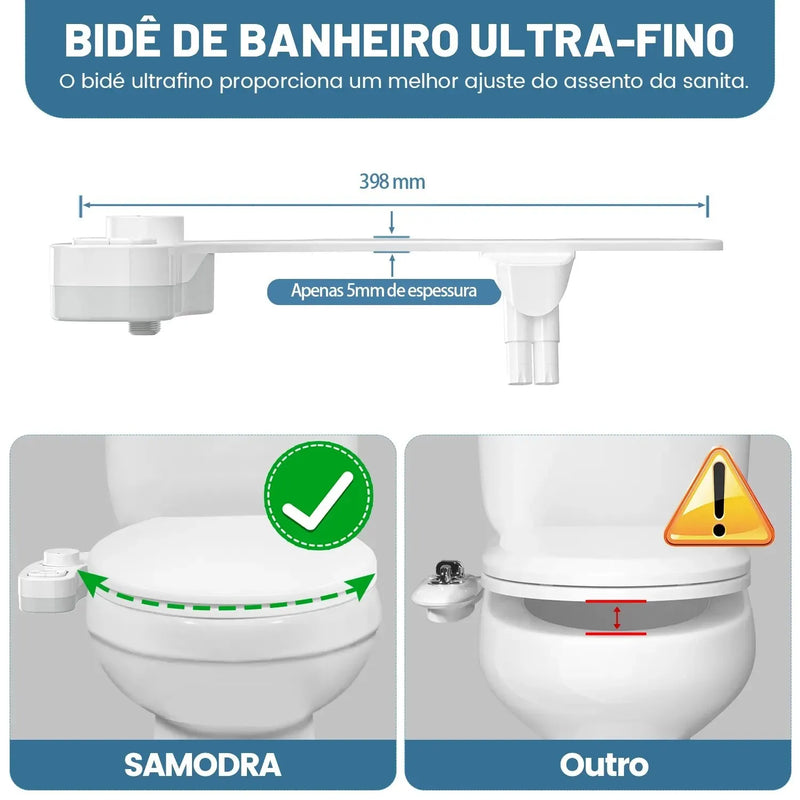 Bidê Não Elétrico SAMODRA – Higiene Superior com Bico Duplo Autolimpante (Lavagem Frontal e Traseira)  Conforto e Praticidade para seu Banheiro