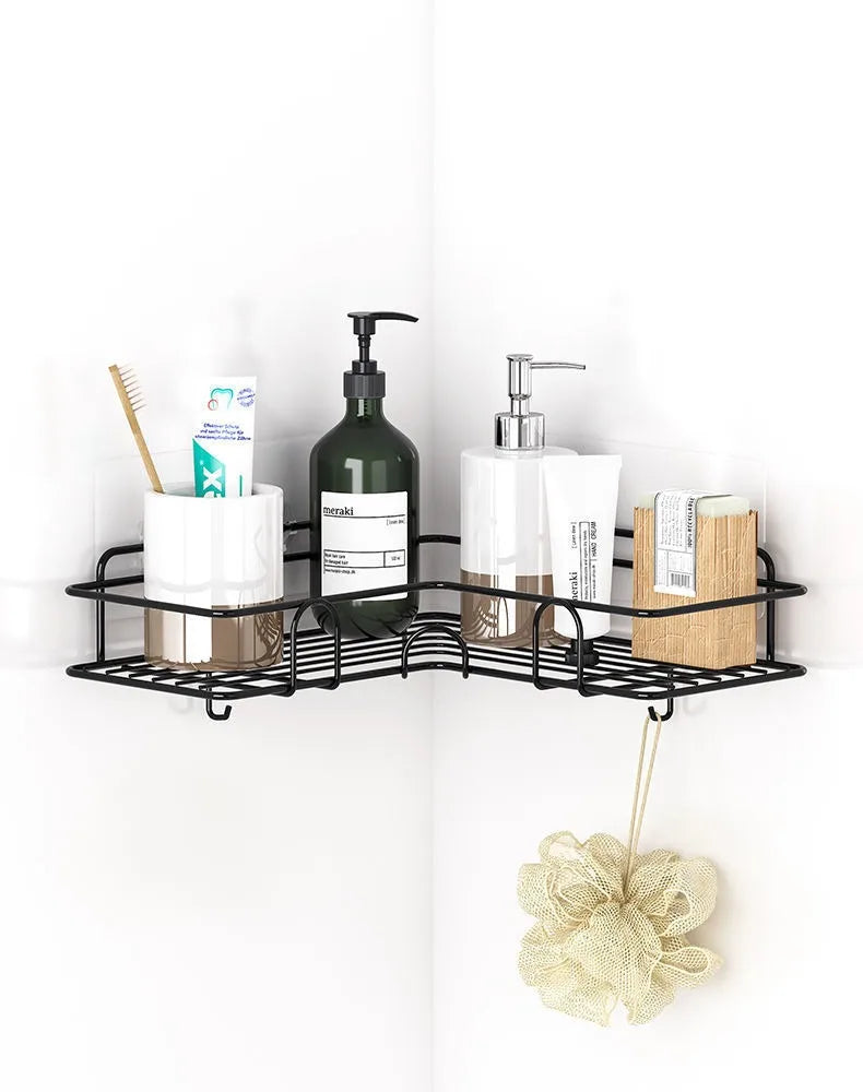 Prateleira Triangular para Banheiro – Instalação Sem Perfuração, Elegância e Praticidade