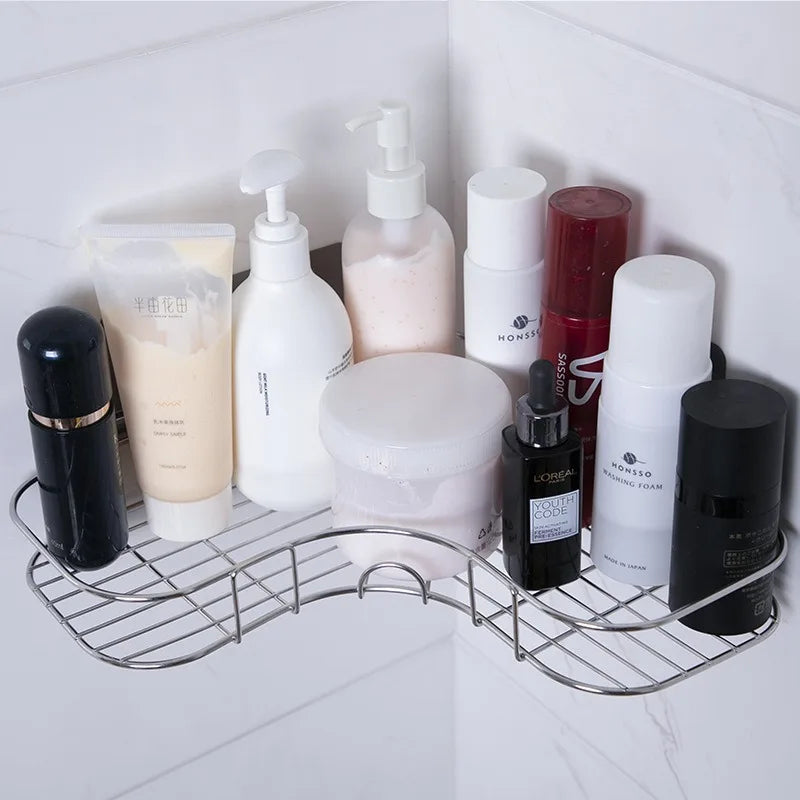 Prateleira Triangular para Banheiro – Instalação Sem Perfuração, Elegância e Praticidade