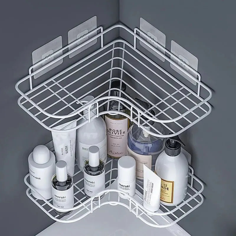 Prateleira Triangular para Banheiro – Instalação Sem Perfuração, Elegância e Praticidade