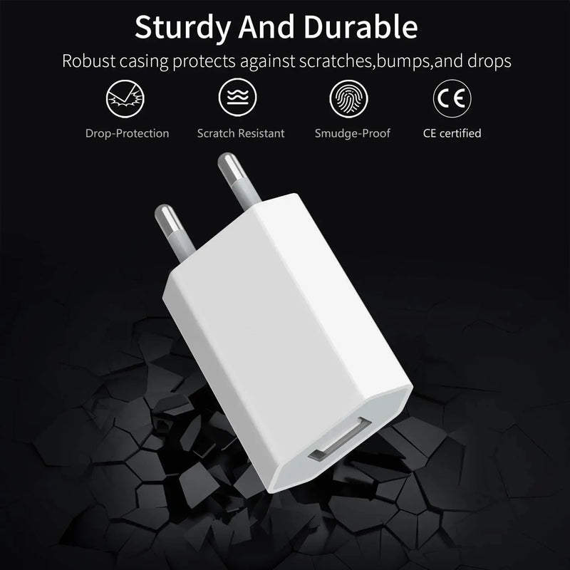 🔌 Carregador USB 5V 1A  Portátil e Eficiente 🔌
✅ Kit com 2 a 5 Peças – Ideal para Viagem!
⚡ Compatível com iPhone XS Max e Outros Celulares
🔹 Plug UE  Compacto e Durável