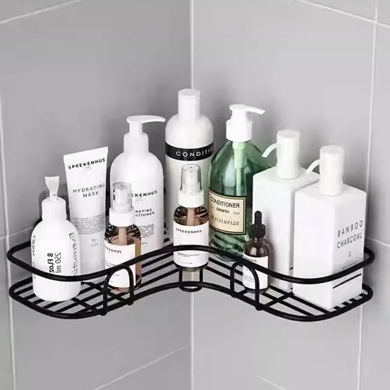 Prateleira Triangular para Banheiro – Instalação Sem Perfuração, Elegância e Praticidade