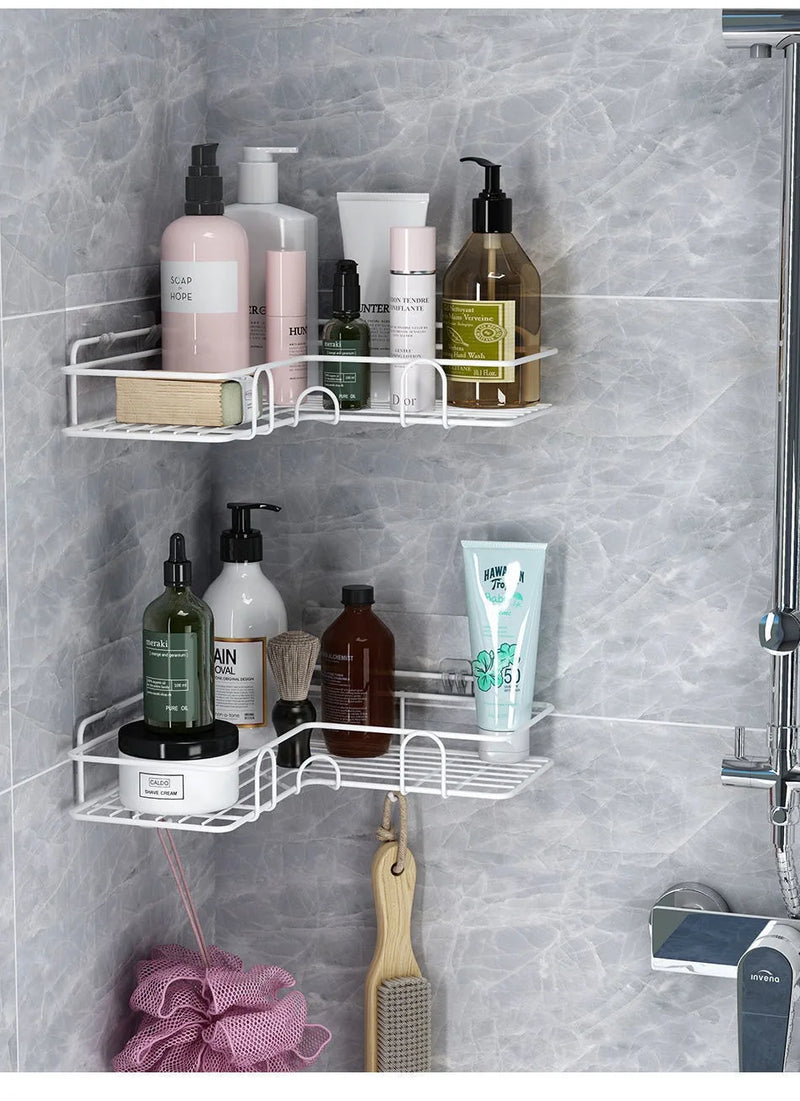 Prateleira Triangular para Banheiro – Instalação Sem Perfuração, Elegância e Praticidade