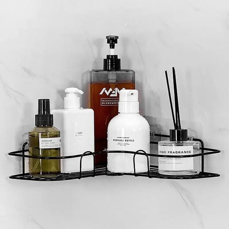 Prateleira Triangular para Banheiro – Instalação Sem Perfuração, Elegância e Praticidade