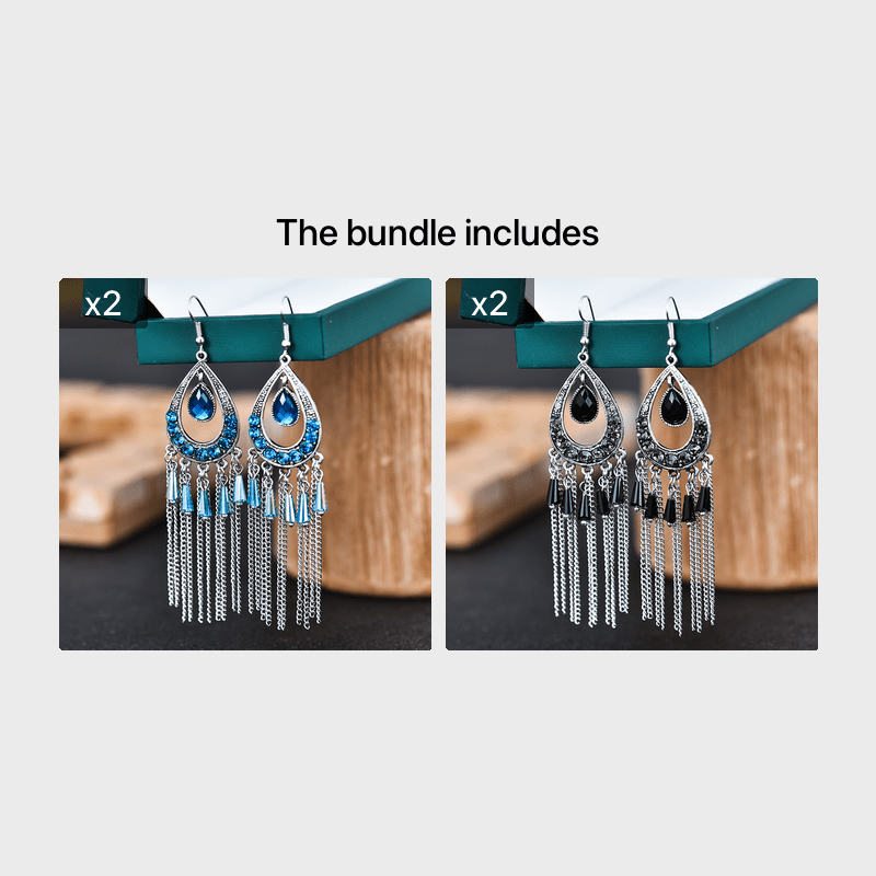 Brilho e Sofisticação em Cada Detalhe! ✨Brincos Elegantes Boho-Chic – Multi camadas de cristal e strass, com design em formato de gota e franjas em corrente. Uma joia delicada em liga metálica para mulheres que amam